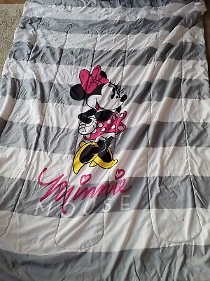 Disney Minnie Mouse Twin Grey And Pink Bows Comforter Reversable • $32