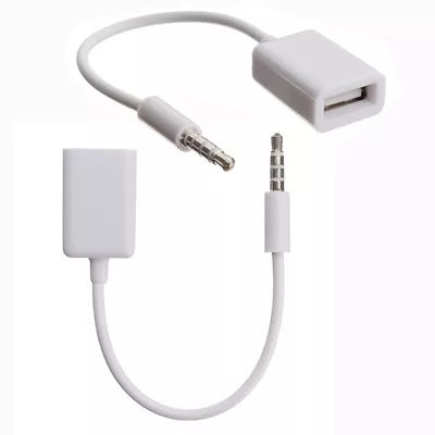 3.5mm Aux Audio Jack Plug To USB 2.0 Female Adapter Converter Cord Car Cable • £2.99