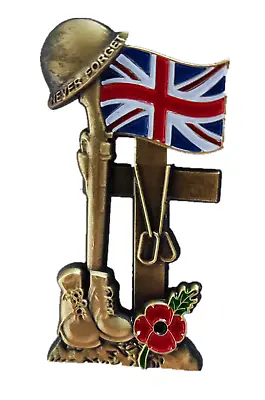 £3.39 • Buy  Union Jack Poppies Pin  Enamel Helmet Veteran Soldier Troops Badge Brooch