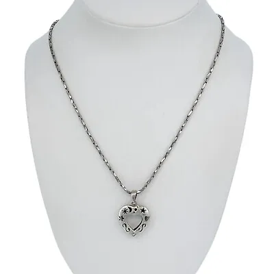 Silver 925 Heart Shaped Star Moon Cutout Photo Locket Pendant Necklace 23  • $40