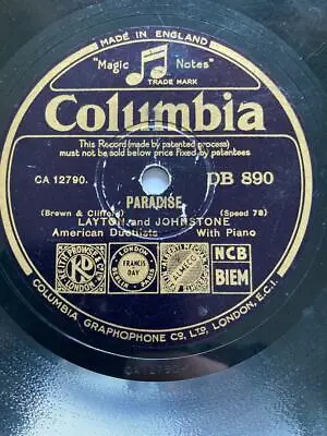 Layton And Johnstone 10  78 Paradise & I Could Be Happy With You Columbia Db890 • £7.15