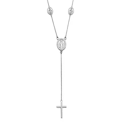Religious Charms Necklace W/ Drop Cross / 925 Sterling Silver / 18'' Long • $49.30