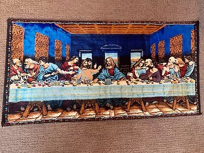 Vintage Last Supper Tapestry Wall Hanging Jesus Christ & Disciples 38” X 19.5” • $19.99