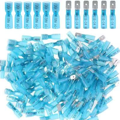 50-200pcs Blue Heat Shrink Female Male Spade Terminal Wire Crimp Connectors • $17.99