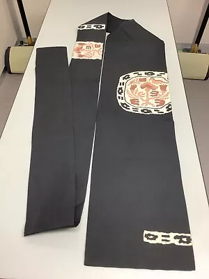 Japanese Vintage Kimono Nagoya Obi Cotton Black 145.6x11.8inch • $49.90