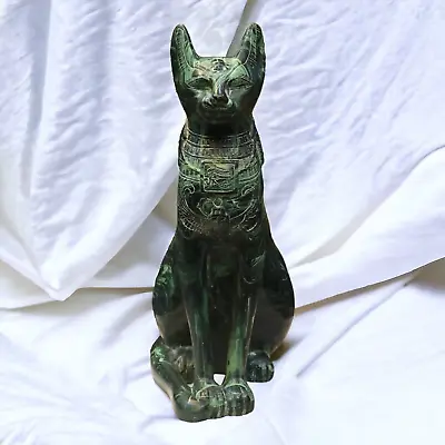 RARE ANCIENT EGYPTIAN ANTIQUITIES Statue Large Of Goddess Bastet Malachite Stone • $355.50