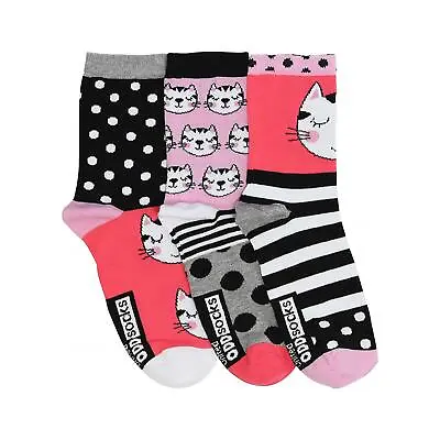 United Oddsocks Clara Mismatched Bright Cats Stripes Spots UK 4-8 Womens Socks • $9.31