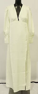 YAS Women's Beaded V Neck Midi Button Dress BM7 Star White Large NWT • $10.69