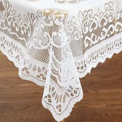 $13.29 • Buy BW Products White Lace Reusable Tablecloth Rectangle Size 60  X 104 