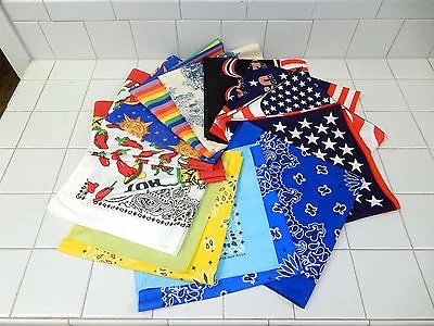 Cotton Bandana Scarf Head Wrap Wristband Paisley American Flag (10 Pack Per Lot) • $3.40