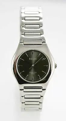 Relic Watch Mens Stainless Steel Silver Water Resistant 50m Battery Gray Quartz • $34.94