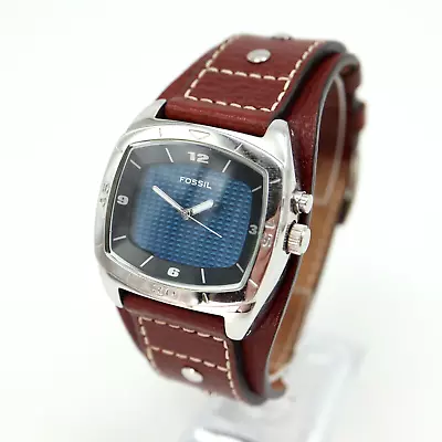 Fossil Kaleido Big Tic Watch 41mm Blue Change Dial Brown Leather Band AM-3695 • $49.49