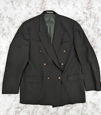 Ermenegildo Zegna Suit Jacket Blazer 46 Crested Buttons Black Australian Wool • $39.95
