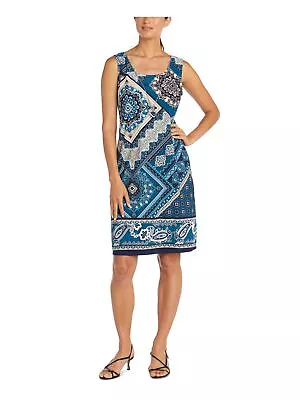 R&M RICHARDS Womens Teal Sleeveless Knee Length Wear To Work Shift Dress 12 • $6.99