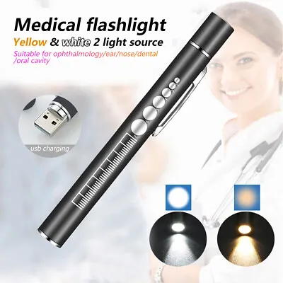 £5.94 • Buy USB Rechargeable Medical Handy Pen Light With Scale Mini Nursing Flashlight LED