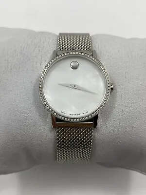 Movado Museum Classic Diamond MOP Dial Stainless Steel Ladies Mesh Watch 0607306 • $459.95