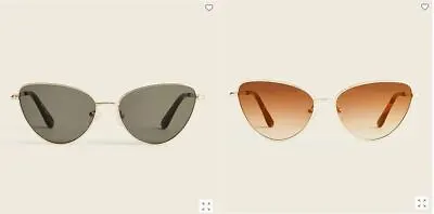 J Crew Golden Metal Frame Cat-eye Brown Gray UV Protection Acetate Sunglasses • $29.99