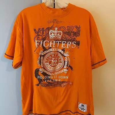 Evolution In Design Victory Fighters Embroidered Short Sleeve Shirt Orange Large • $19.97