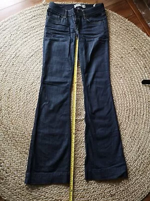 Zara TRF Denim Navy Flared Jeans Size 10 - Eur 38 - 34 Leg • £9.99