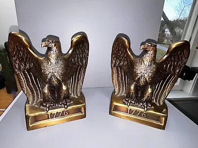 (2) Vintage Philadelphia Manufacturing Company 1776 Eagle Brass Bookends • $30