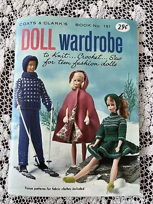 Vintage Coats And Clark’s Doll Wardrobe Book Pattern Knit Crochet And Sew 1964. • $4.50