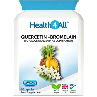 Quercetin 400mg + Bromelain 100mg Capsules | Natural Antihistamine | Vegan • £13.99