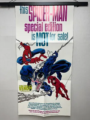 Trial Of Venom UNICEF Folded Promo Poster Marvel Comics 16 X 32.5  1992 • $24.95