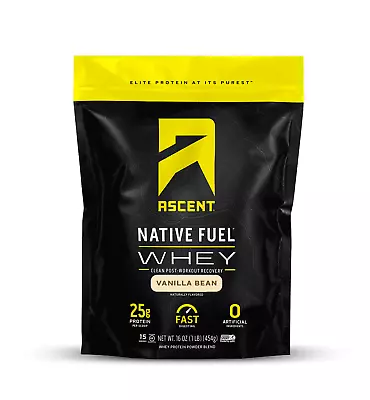 Ascent Native Fuel Whey Protein Powder Vanilla Bean 1 Lb US • $24.97