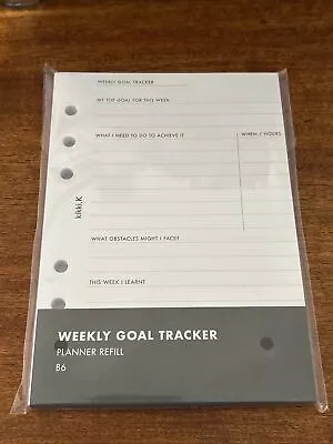 Kikki.K B6 Planner Refill Inserts White Weekly Goal Tracker - Brand New!! • $6.99