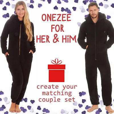 Adult Mens Or Ladies 1Onesie Fleece All In One Jumpsuit Hooded Zip Up Pjs Pyjama • £25.19