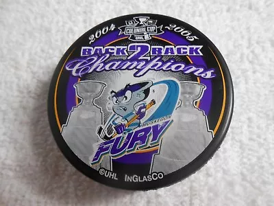 Muskegon Fury Back 2 Back (2004 & 2005) Colonial Cup Champions UHL Puck - IGC • $12.50