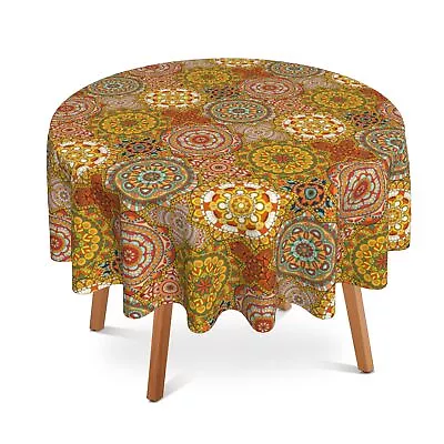 UIUPRO Boho Round Table Cloth 60 InchVintage Mandela Flowers Tablecloth • $25.75