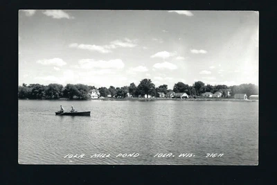 $9.99 • Buy Iola Wisconsin WI C1940s RPPC FISHING On Iola Mill Pond In A Wooden Row Boat