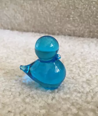 Viking (?) Glass Blue Miniature Bird 1 1/2  Figurine FREE SHIPPING • $20.99