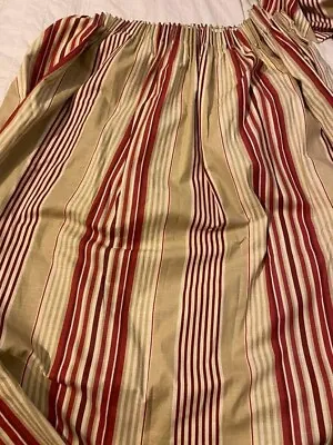 Good Pair Vintage Laura Ashley Irving Stripe Cranberry Stripe Curtains 45”d 50”w • £30
