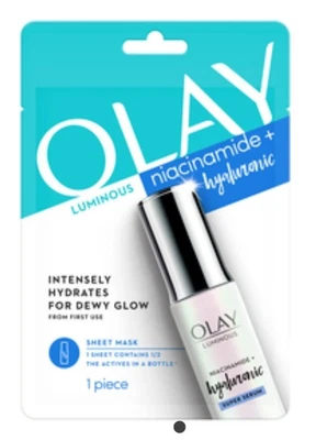 $4 • Buy  Olay Luminous Niacinamide + Hyaluronic Sheet Mask Intensely Hydrates