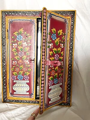 Antique Indian Window Shutter Mirror With Hand Painted Design • £140