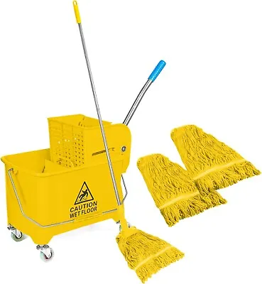 Curvaso 20L Kentucky Floor Cleaning Mop Bucket Set With Wringer System Wheels • £44.95