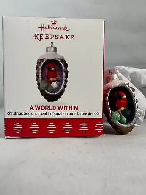 Hallmark 2017 Miniature -a World Within- Cardinal In A Pine Cone Ornament-rare • $82