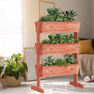 3 Tier Wooden Planter Box Garden Bed Outdoor Elevated For Patio Garden Backyard • $45.93