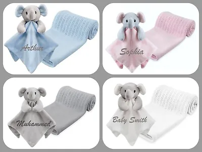 £18 • Buy Personalised Baby Cellular Blanket And Comforter Set Four Colours Choice Of Font