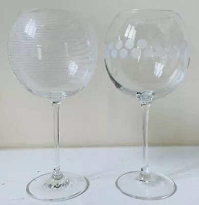 Mikasa Crystal Clear CHEERS Wine Balloon Set Of 2 - 24 OZ - 9 1/8  EXCELLENT • $17.99