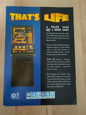 Maygay  That's Life  Arcade Fruit Club Machine A4 Sales Flyer • £12