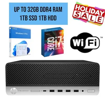 HP Desktop Computer SFF I7 7th Up To 32GB RAM 2TB SSD/HDD Win11Pro WIFI DVD BT • $72.99