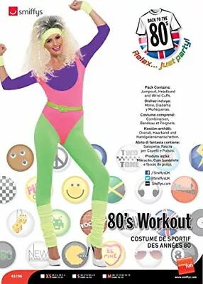 Smiffys 80s Work Out Costume With Jumpsuit • $56.55