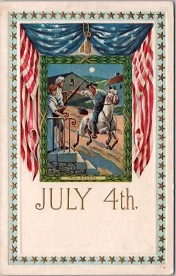 Vintage FOURTH OF JULY Embossed Postcard  Paul Revere  JJ Marks #716 • $5.88