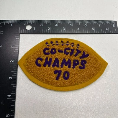 $24.95 • Buy Vintage Chenille Letter Jacket Patch CO-CITY CHAMPS 1970 FOOTBALL Patch 27MV