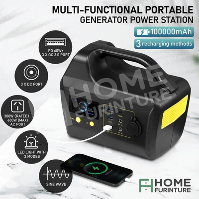 $339.50 • Buy Rated 300W PD60W Portable Generator Lithium Charging Power Bank Station Camping