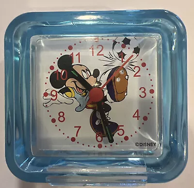 Vintage Blue Lucite Plastic Mickey Mouse Soccer Alarm Clock Tested  Tianguan • $12.95