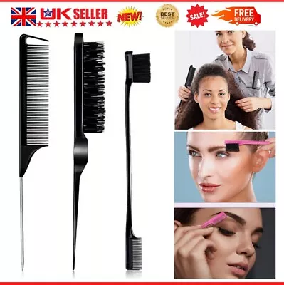 3x Slick Brush Set Hair Brush Teasing Comb Edge Hair Brush Grooming Hair Styling • £3.99